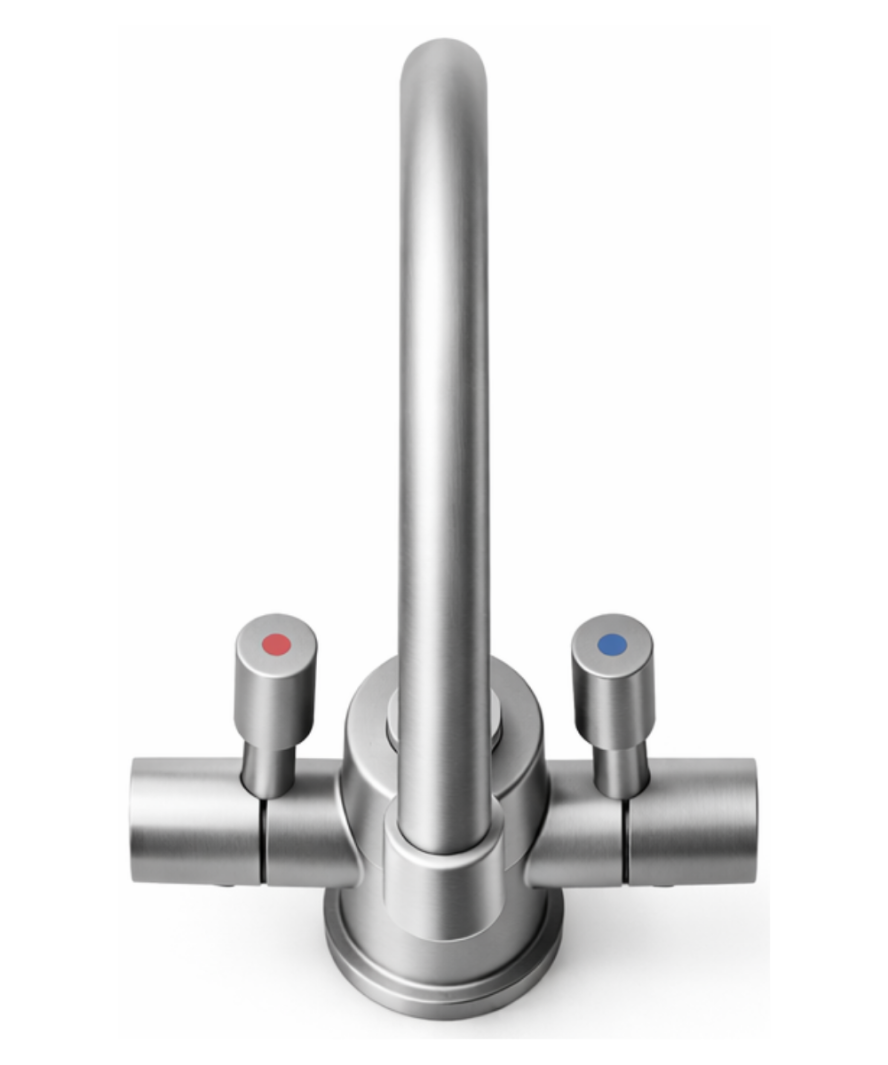 Lumina by SPIRIT designer under-sink water tap – Stainless Steel / Silver – side view