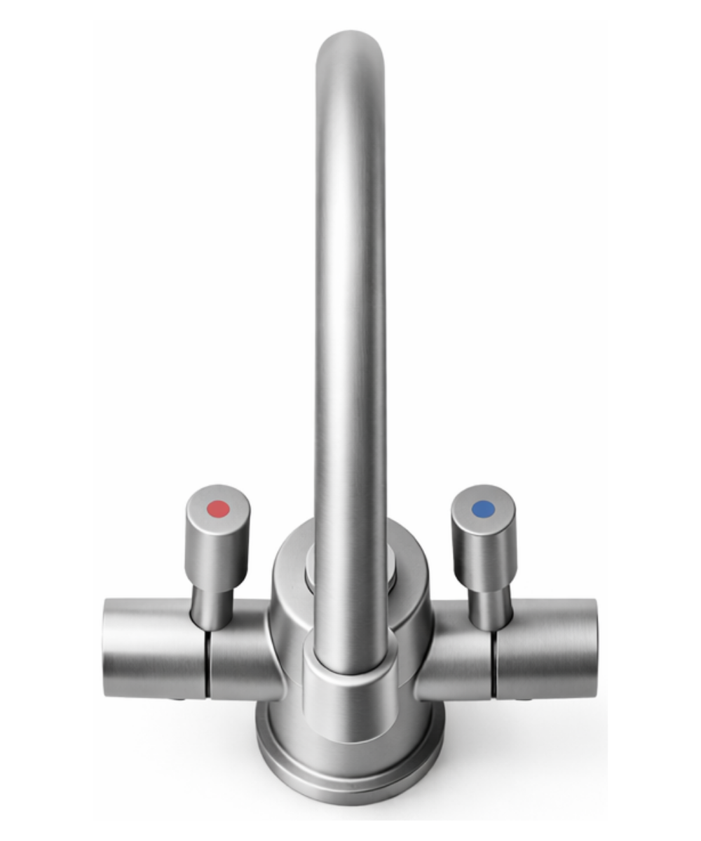 Lumina by SPIRIT designer under-sink water tap – Stainless Steel / Silver – side view
