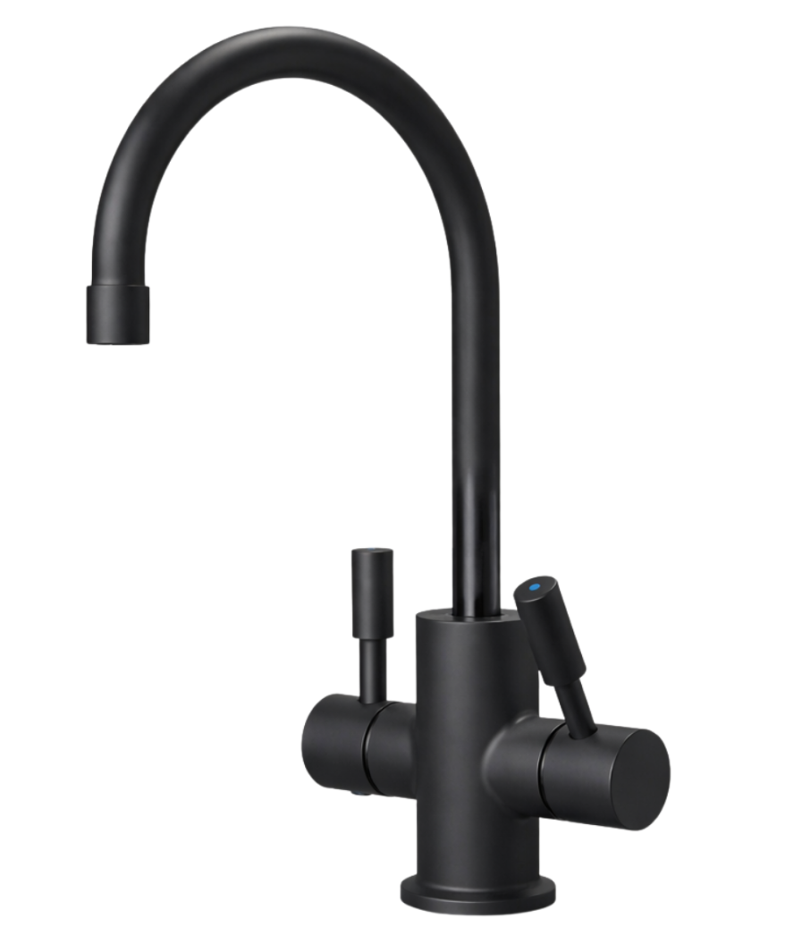 Lumina by SPIRIT under-sink hot and cold water tap – Matte Black – front view