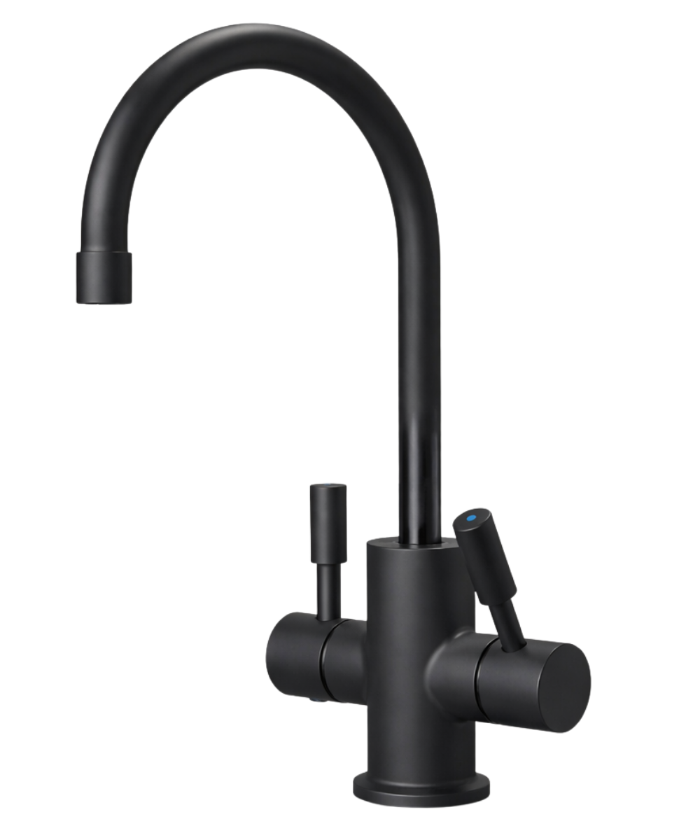 Lumina by SPIRIT under-sink hot and cold water tap – Matte Black – front view